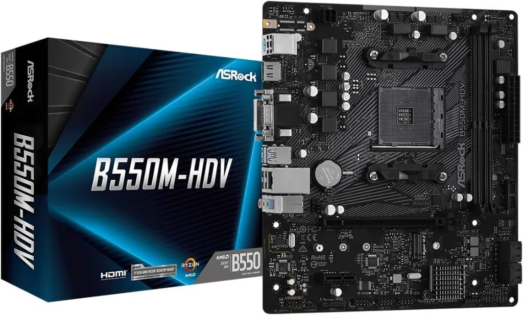 Tarjeta Madre AsRock B550M-HDV AM4 Ryzen 5000 Micro-ATX PCIe 4.0 01.webp