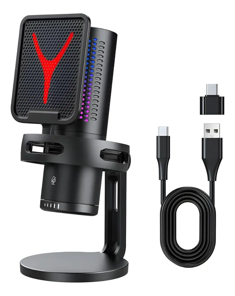 Micrófono Gamer Condensador USB RGB Profesional con Reducción de Ruido y Filtro Pop 01.webp