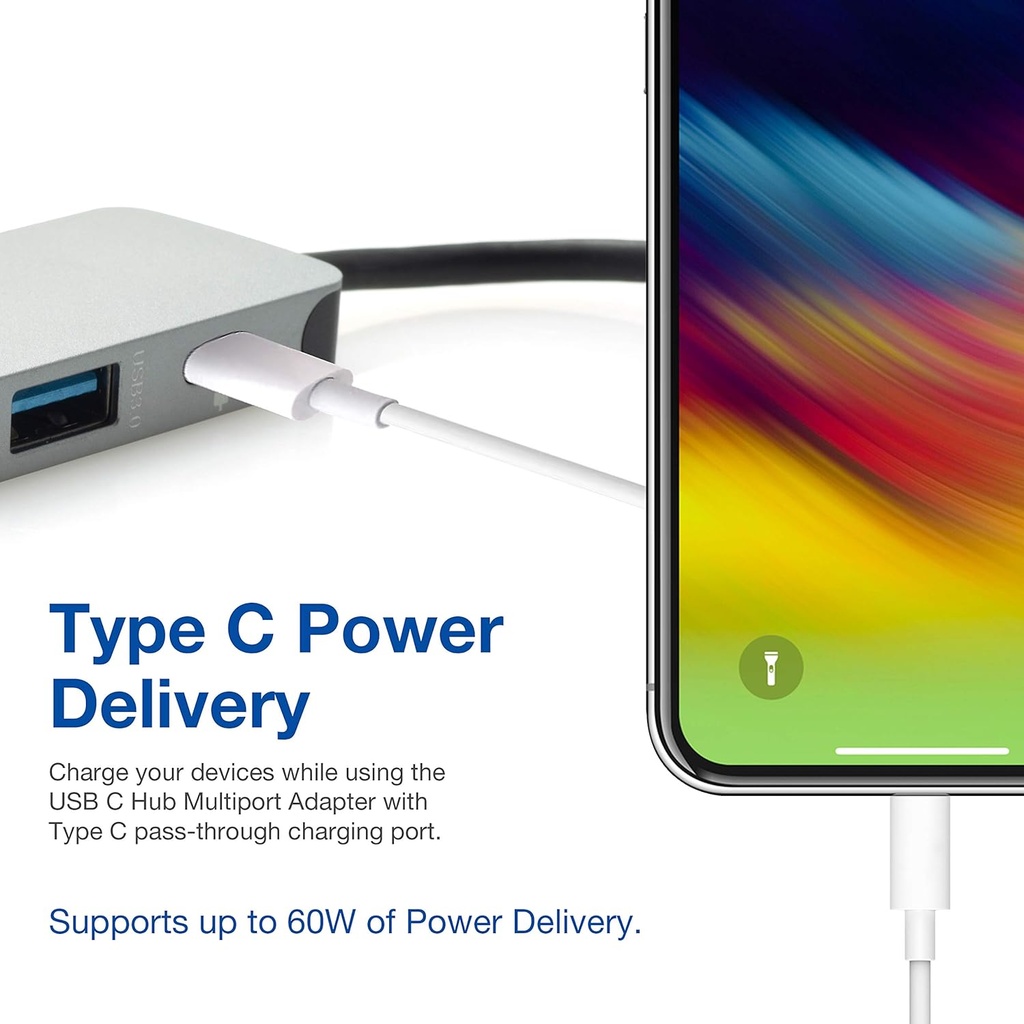 Adaptador 4 en 1 USB C Hub con 4K HDMI, 60W Power Delivery, USB 3.0, USB 2.0 para portátiles USB C 5.jpg