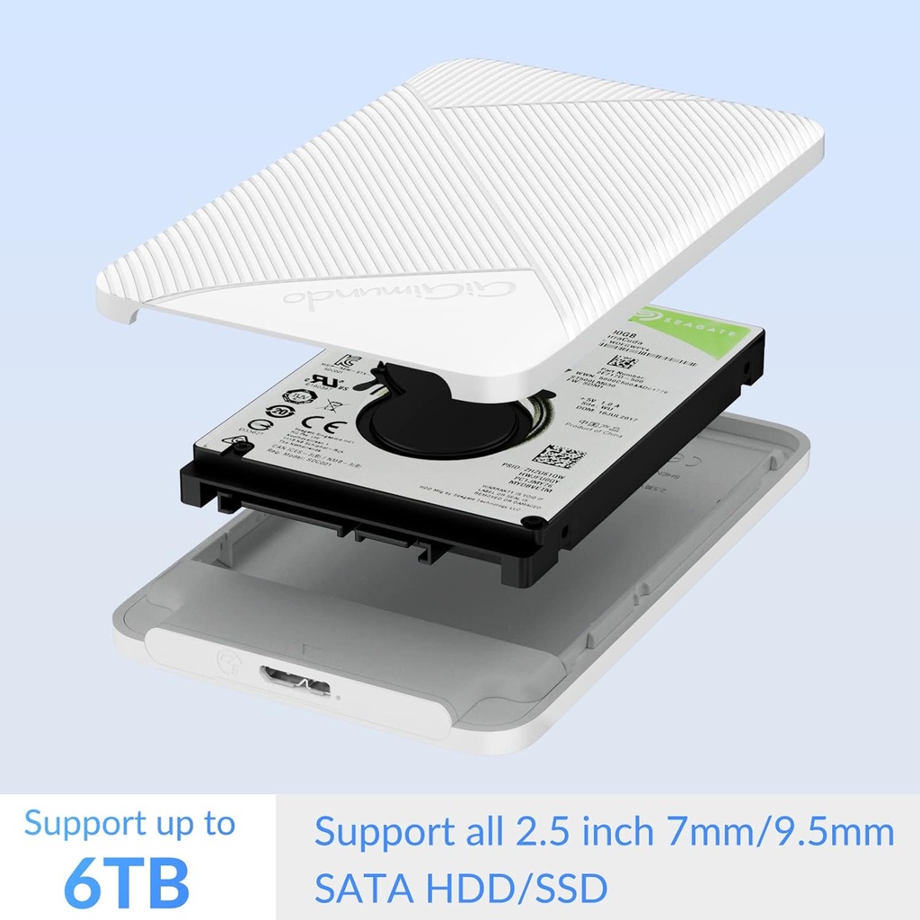 Adaptador USB 3.0 Para Disco Sata 2.5 con UASP Blanco