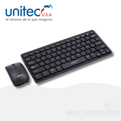 [1908] Combo Teclado y Mouse Inalámbrico Unitec KT-832 Mini Negro
