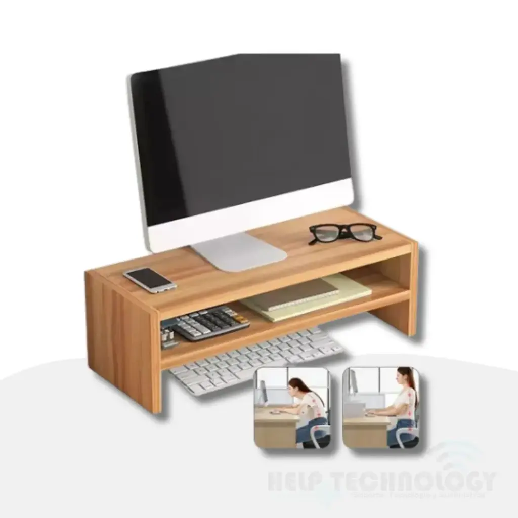 Base Para CPU y Monitor En Madera