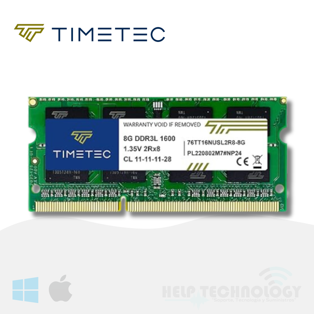 Memoria RAM para Portátil DDR3 8GB Timetec 1600MHz