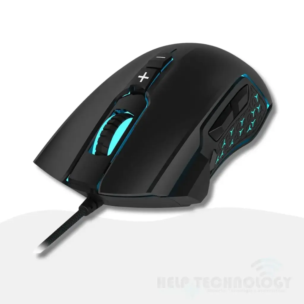 Mouse USB Gamer Ergonómico Óptico 7200 DPI RGB Negro