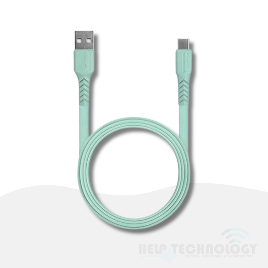 Cable USB A USB-C 2Mt Azul Verdoso