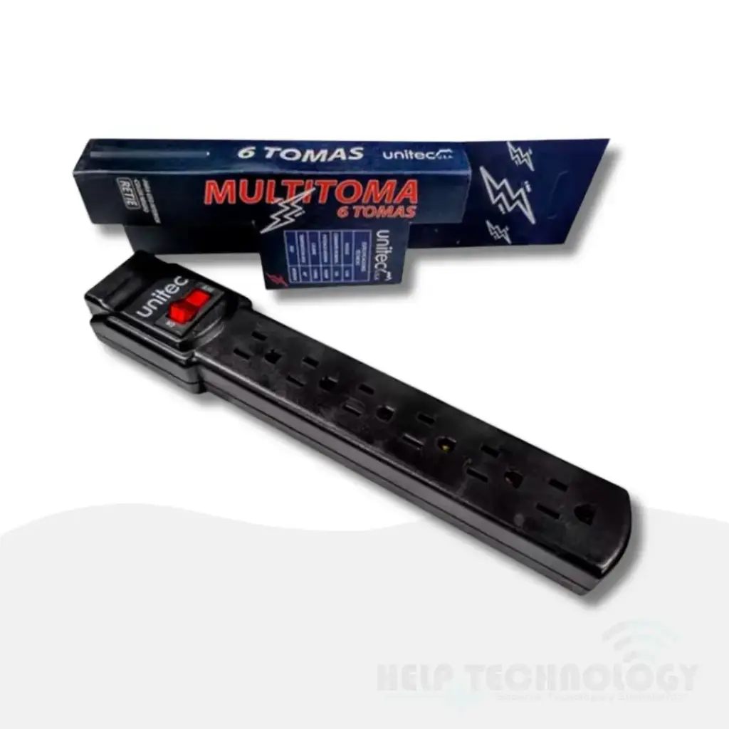 Multitoma 6 Puestos Negra 14 AWG Unitec