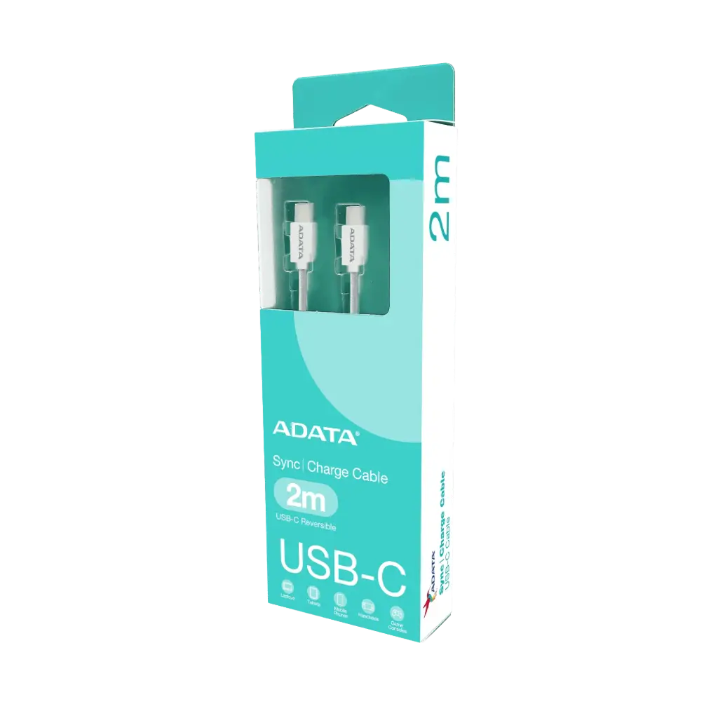 Cable USB-C A USB-C 100W ADATA 100W2 mt, Soporta Carga Rapida 5Amp