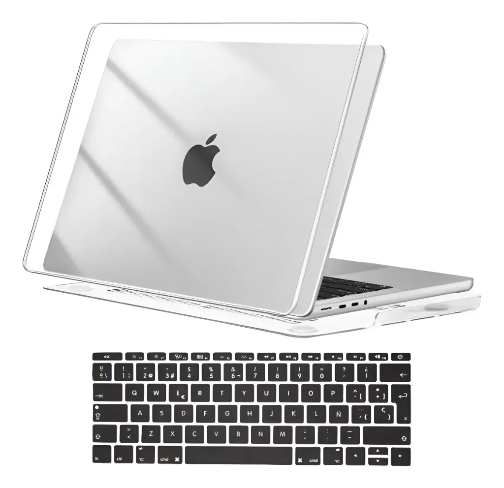 Carcasa Transparente para MacBook Pro 13" M1 A1708/A1706/A1989/A2159 Con Protector Teclado Y Puertos