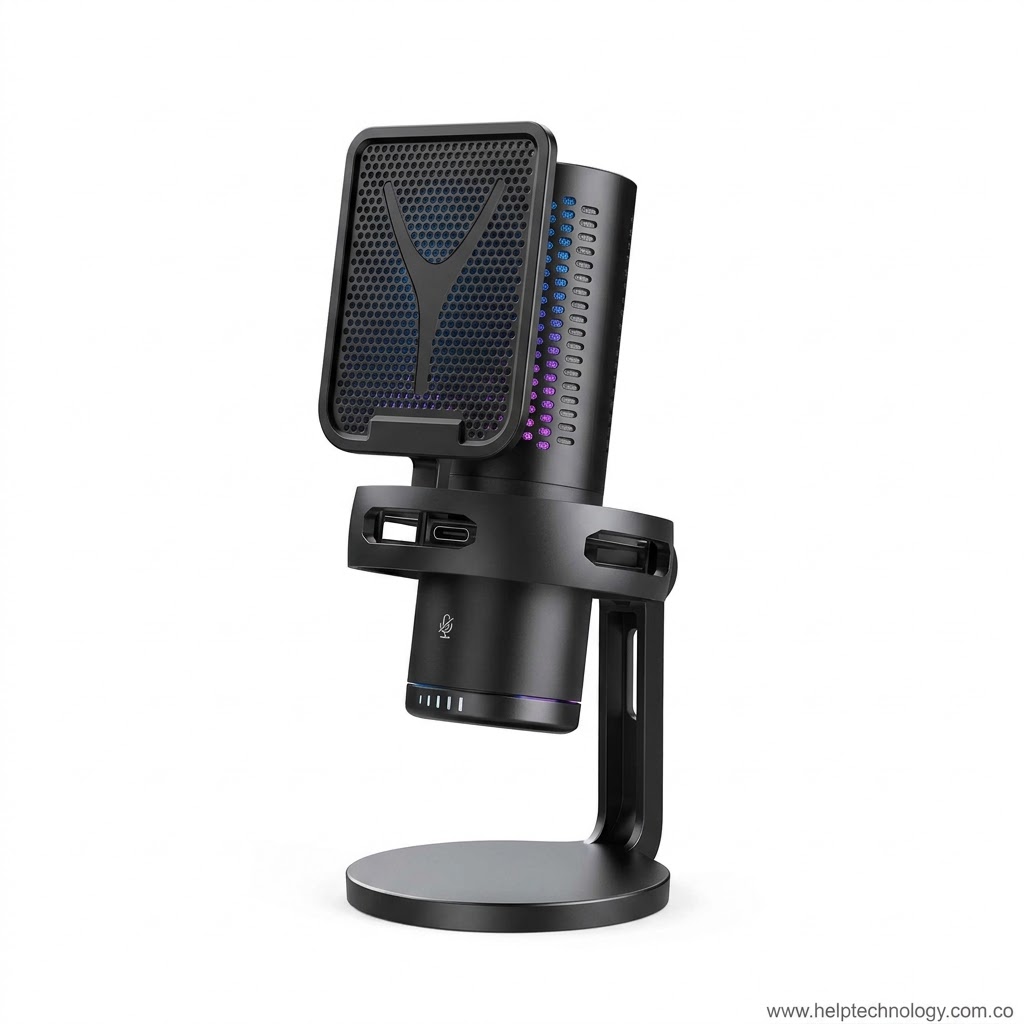 Micrófono Gamer Condensador USB RGB Profesional con Reducción de Ruido y Filtro Pop