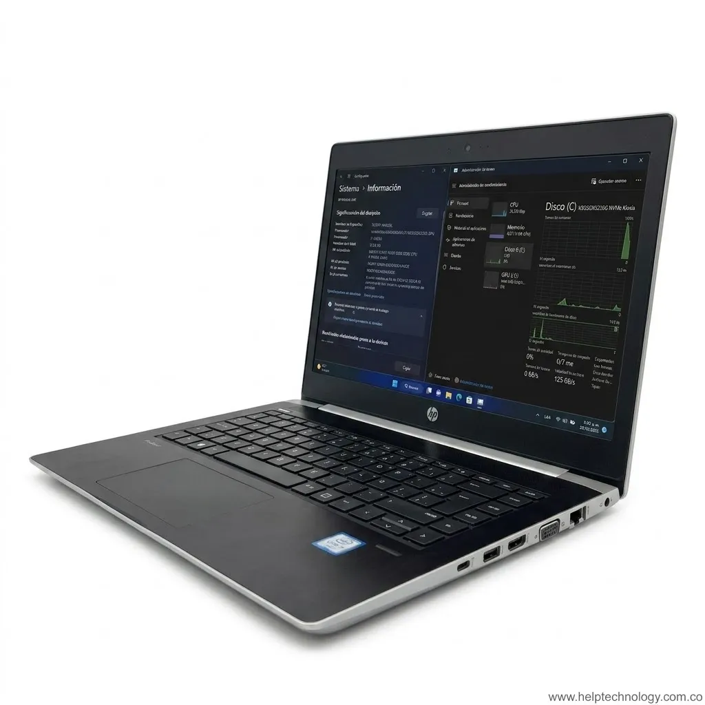 Portátil HP ProBook 440 G5 i7-8550U 8va Gen 12GB DDR4 256GB NVMe UHD 620 Negro y Plata Windows Pro