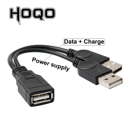 [1596] Cable Divisor USB (Y) 1 Hembra a 2 Machos 30 Centímetros Negro