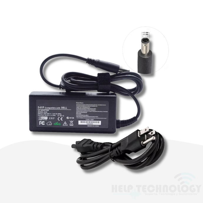 [1641] Cargador Para Dell 19.5V 3.34A Y 2.31 Punta Delgada