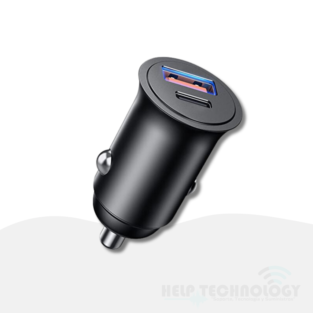 [1589] Cargador Para Carro 3.1A USB-C y USB