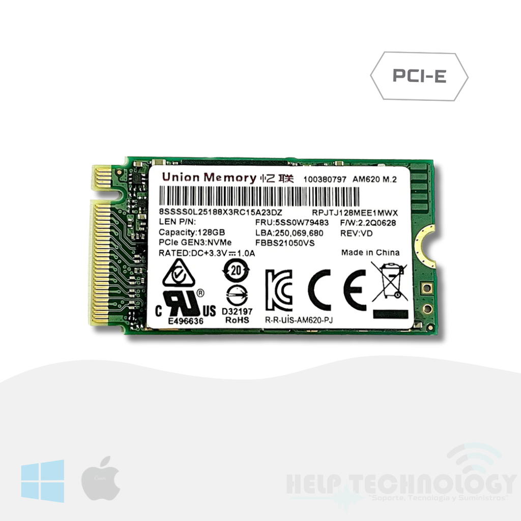 Unidad M.2 128GB Oem NVMe PCIe 2242 