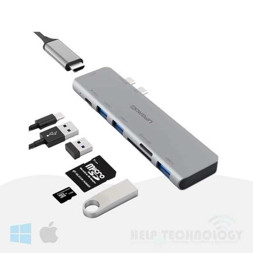 Hub Usb-C 7 En 2 Hdmi 4K /Usb 3.0 /Usb-C De Carga /Lector De Tarjetas