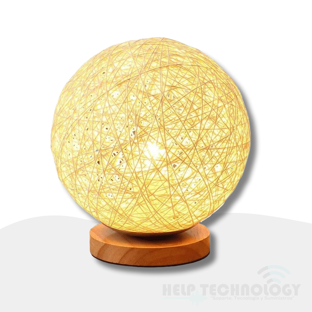 Lámpara USB Decorativa Circular Fibras Tipo Luna Blanco