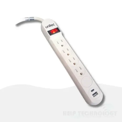 Multitoma 4 Puestos Y Con Puerto USB, USB-C 14 AWG Blanca Unitec